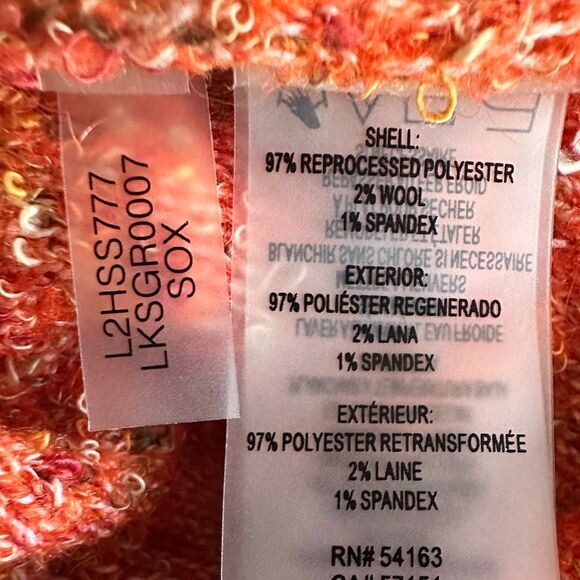 Karl Lagerfeld Paris orange ruffle shoulder cardigan sweater, wool blend, medium - Picture 14 of 14